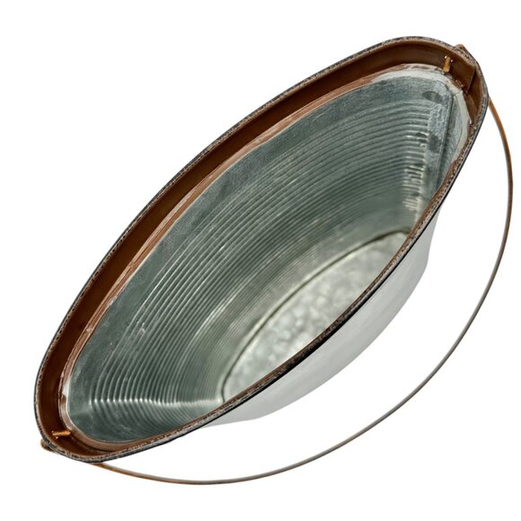 Transpac Galvanized Metal Containers Trio Rustic Oval Design Storage Buckets - Picture 10 of 12
